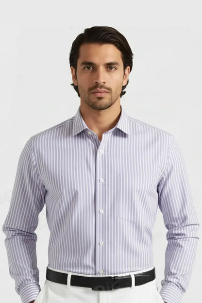 PALE PENCIL STRIPES SEMI SHIRT