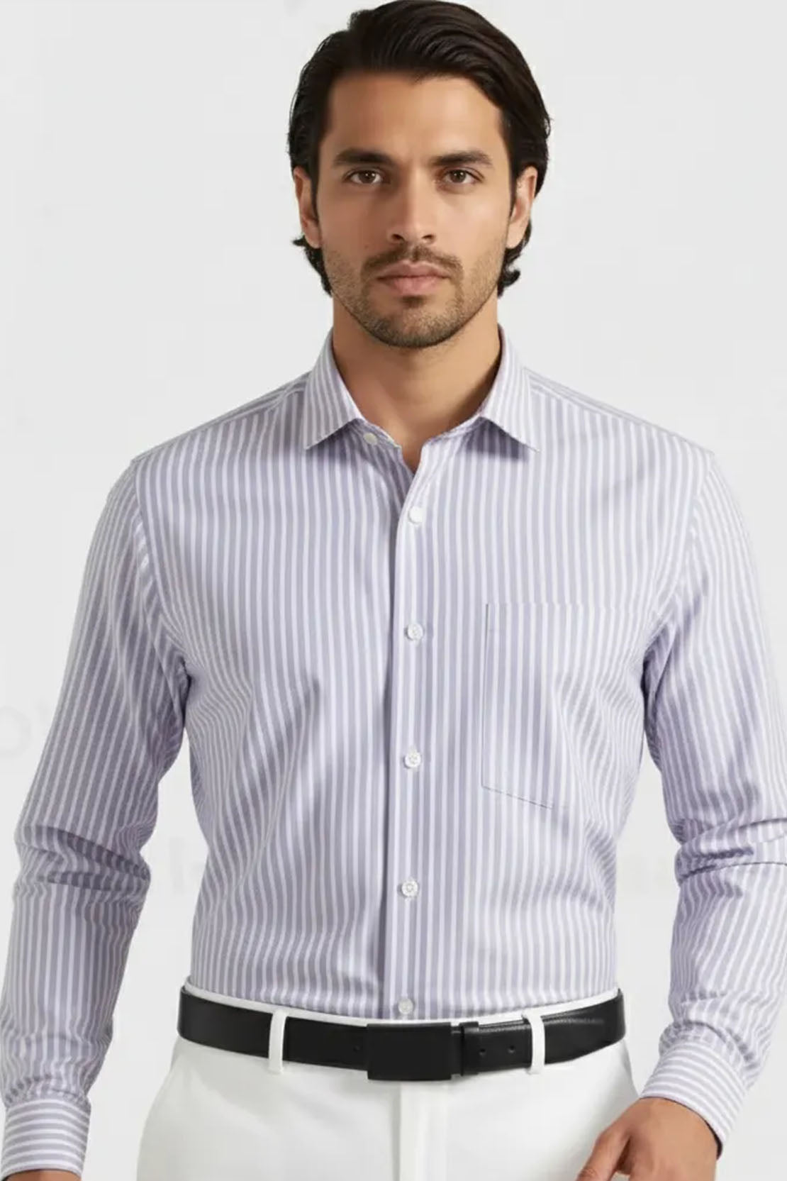 PALE PENCIL STRIPES SEMI SHIRT