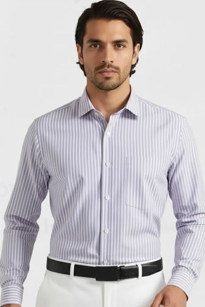 PALE PENCIL STRIPES SEMI SHIRT