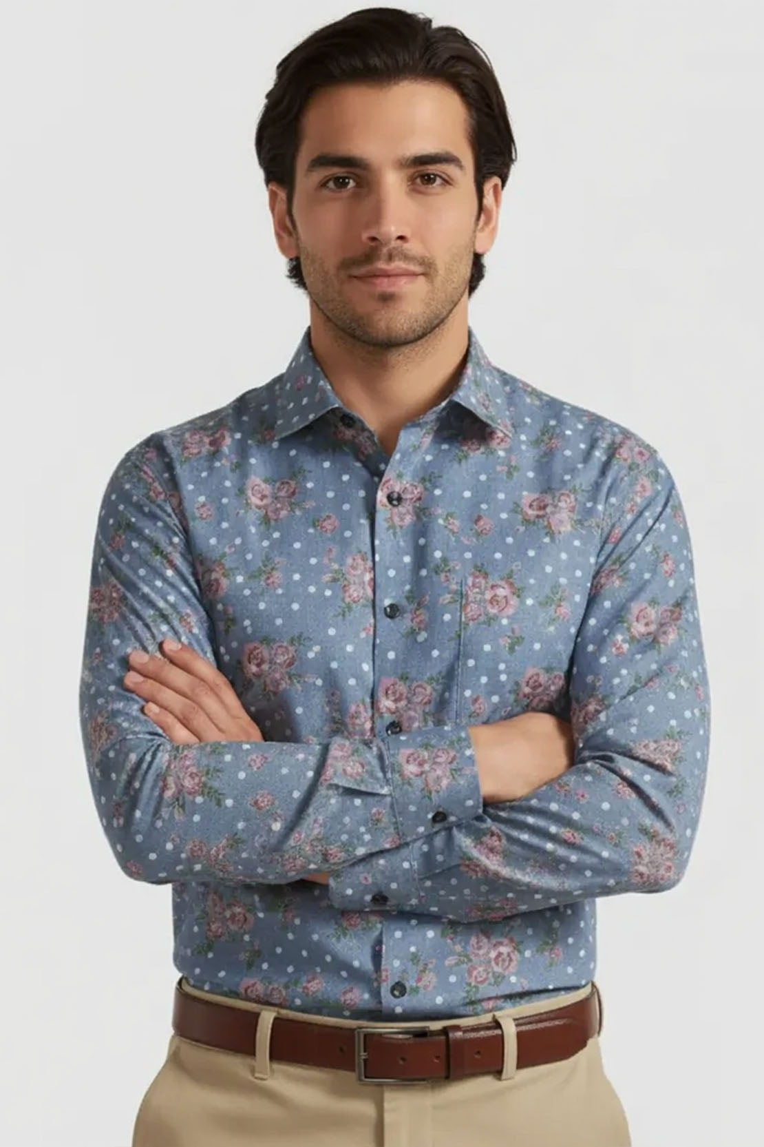 VINTAGE ROSE FLORAL PRUSSIAN SHIRT