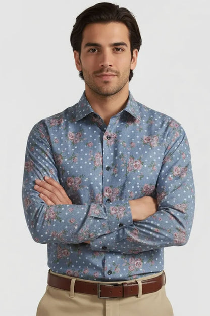 VINTAGE ROSE FLORAL PRUSSIAN SHIRT