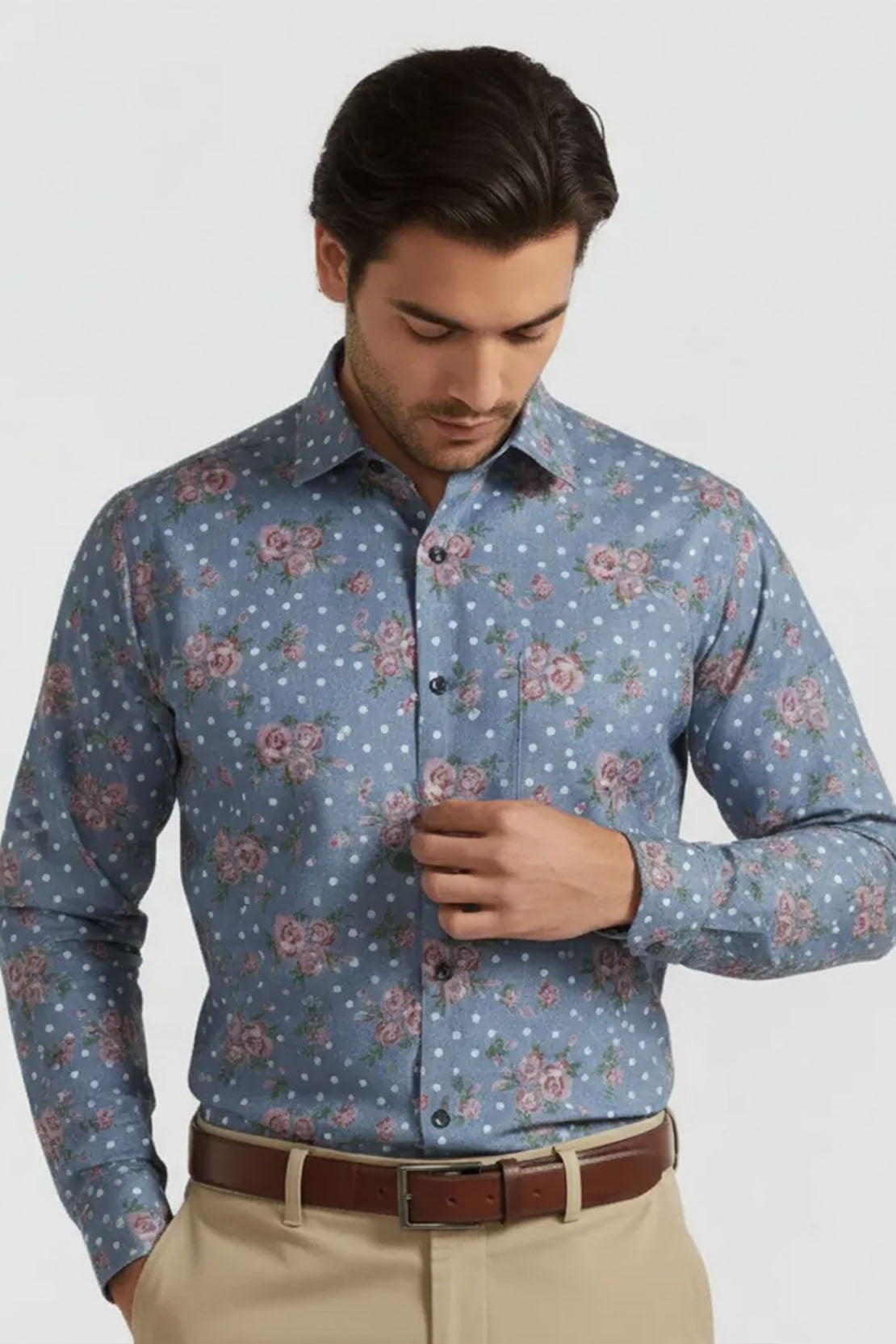 VINTAGE ROSE FLORAL PRUSSIAN SHIRT