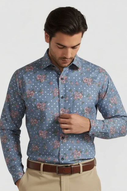 VINTAGE ROSE FLORAL PRUSSIAN SHIRT