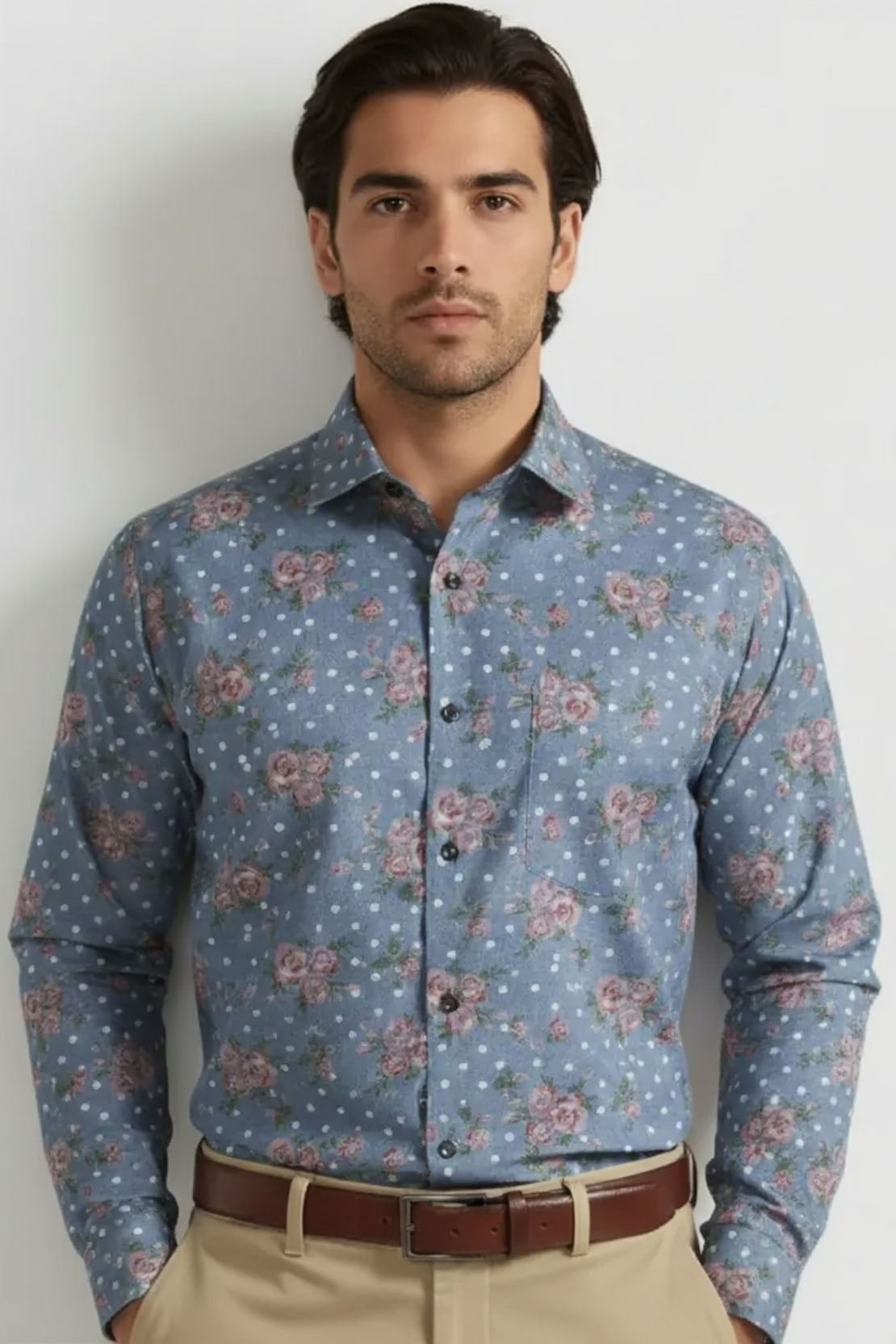 VINTAGE ROSE FLORAL PRUSSIAN SHIRT
