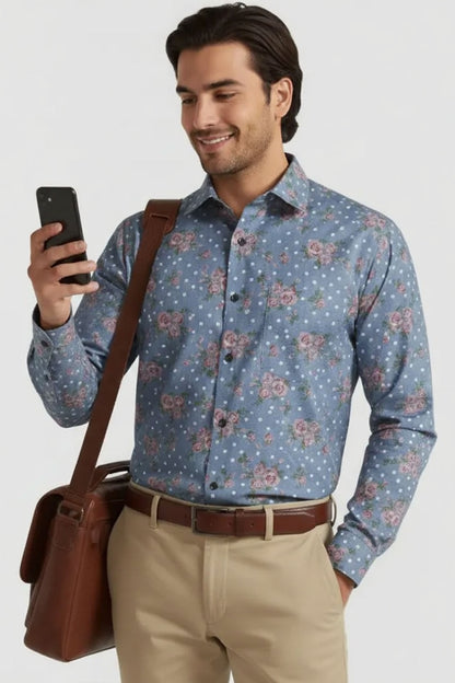 VINTAGE ROSE FLORAL PRUSSIAN SHIRT