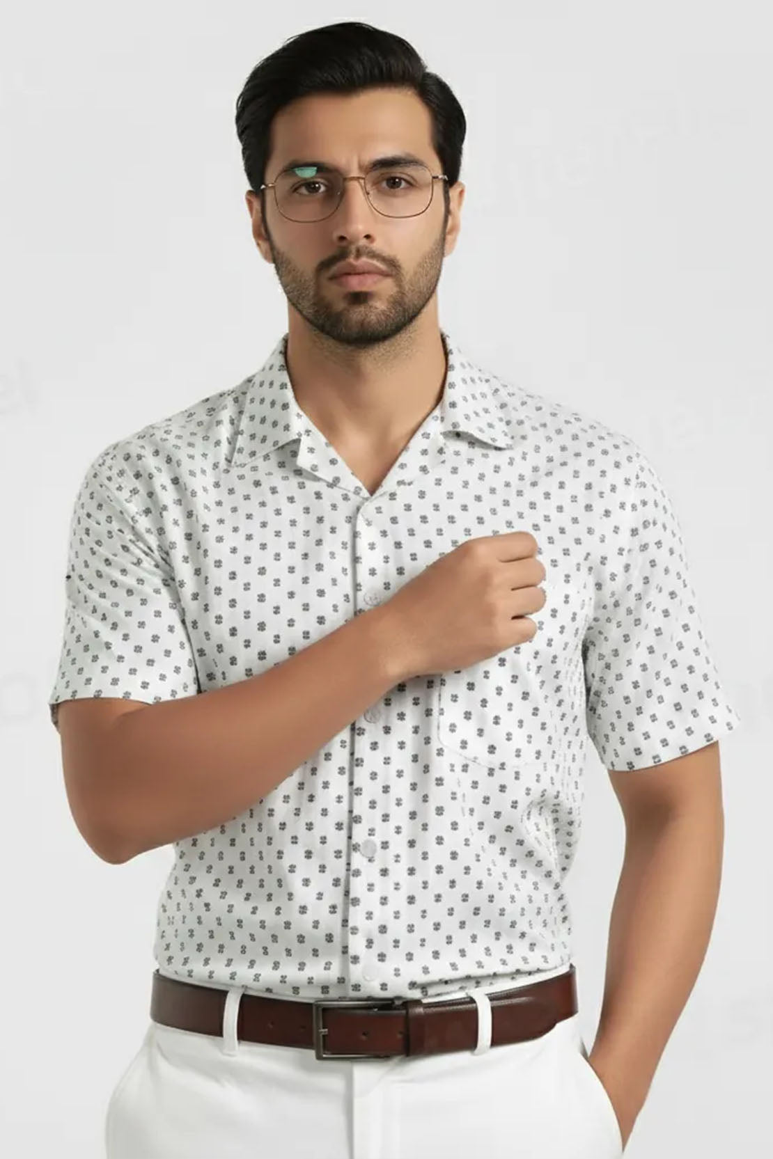 ELEGANCE HESH DOT CUBAN PATTERN SHIRT