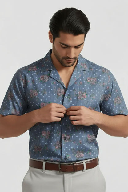 VINTAGE ROSE CUBAN PATTERN SHIRT