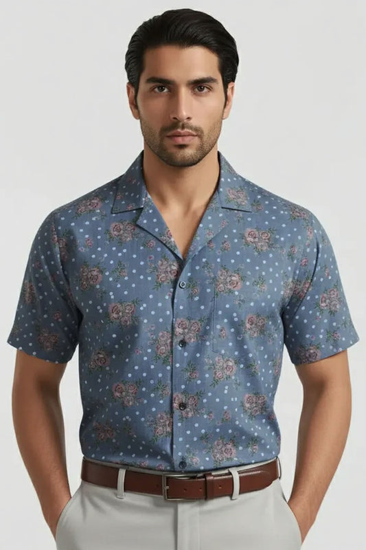 VINTAGE ROSE CUBAN PATTERN SHIRT