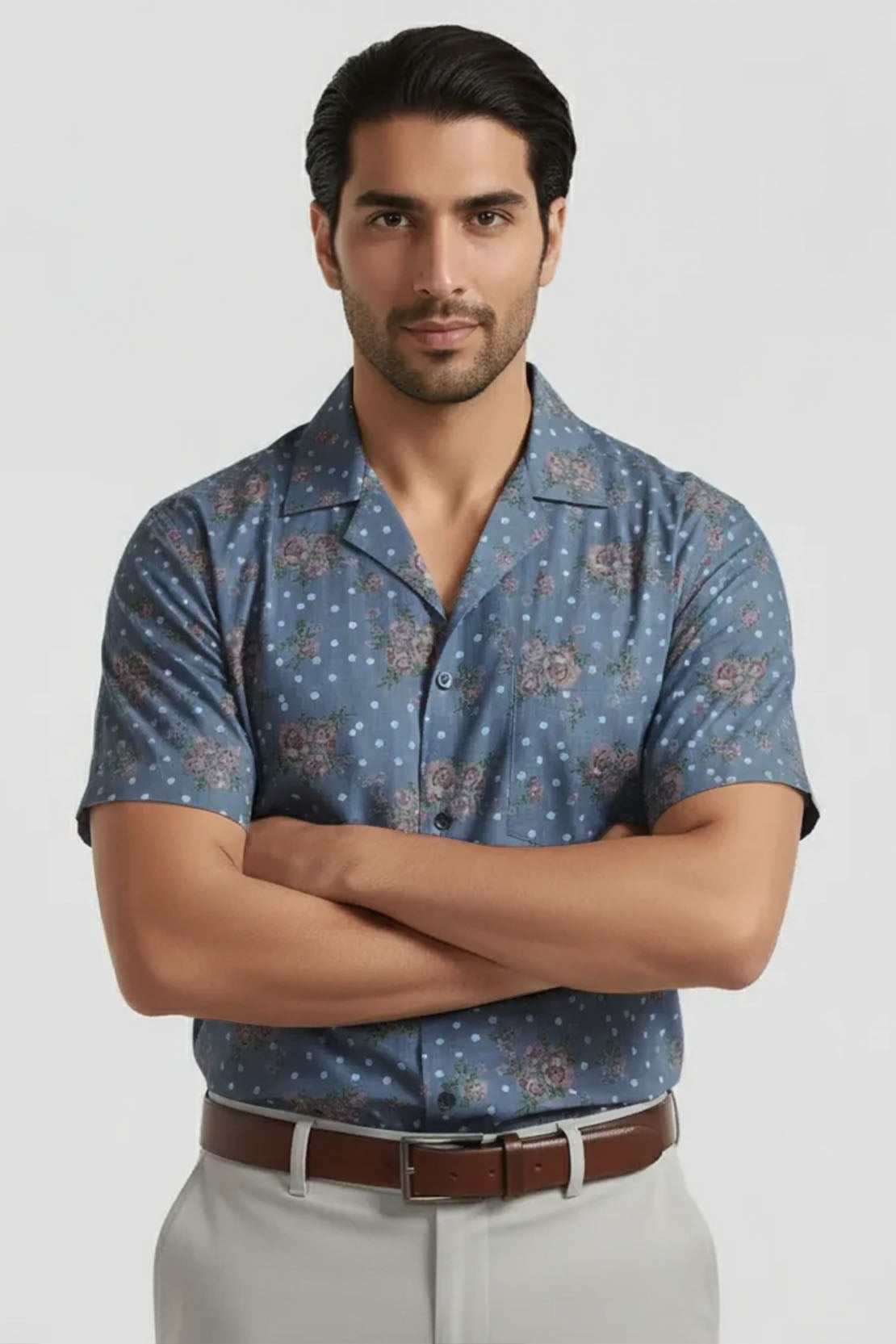 VINTAGE ROSE CUBAN PATTERN SHIRT