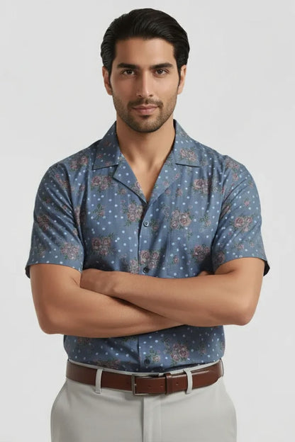 VINTAGE ROSE CUBAN PATTERN SHIRT