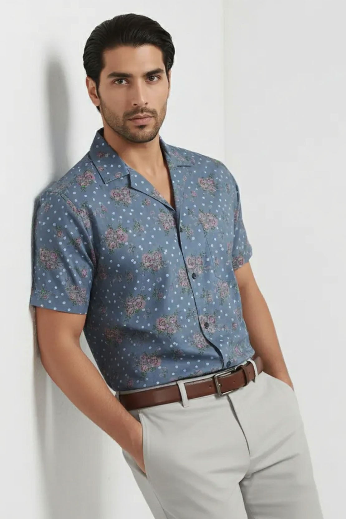 VINTAGE ROSE CUBAN PATTERN SHIRT