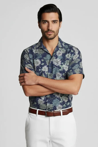 PINE DARK PATTERN CUBAN SHIRT