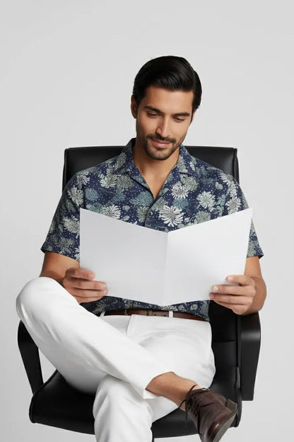 PINE DARK PATTERN CUBAN SHIRT