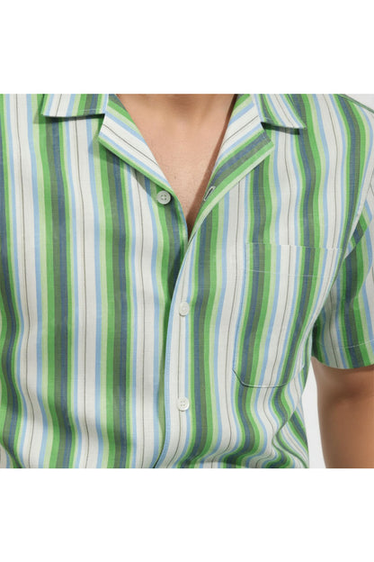 OLIVE BREEZE STRIPED SHIRT