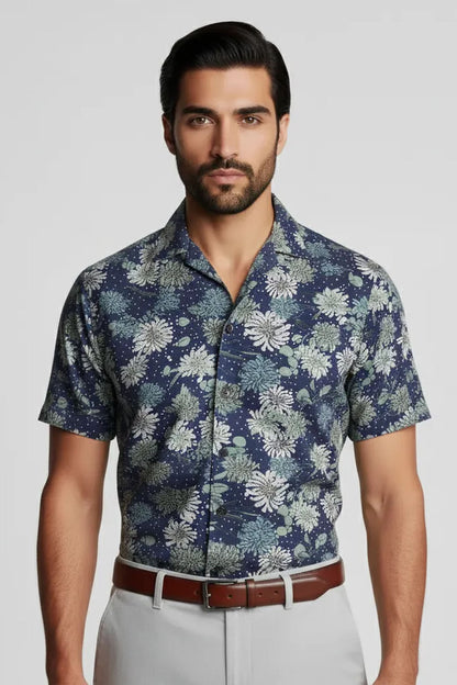 PINE DARK PATTERN CUBAN SHIRT
