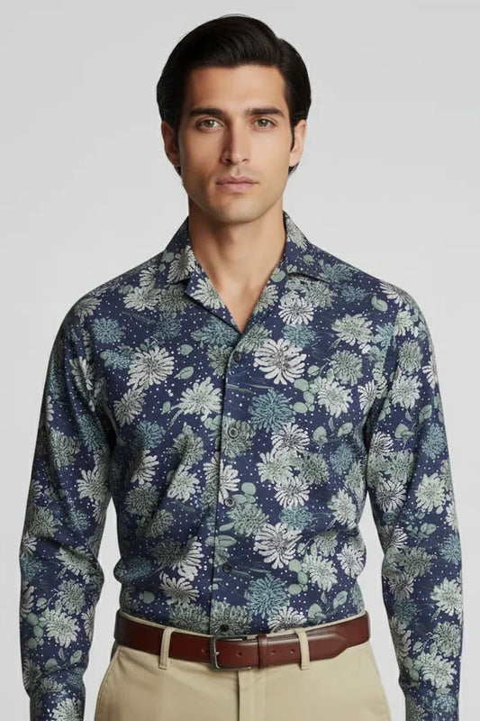 PINE DARK FOREST PATTERN CUBAN SHIRT