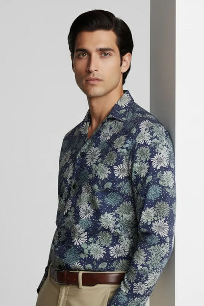 PINE DARK FOREST PATTERN CUBAN SHIRT