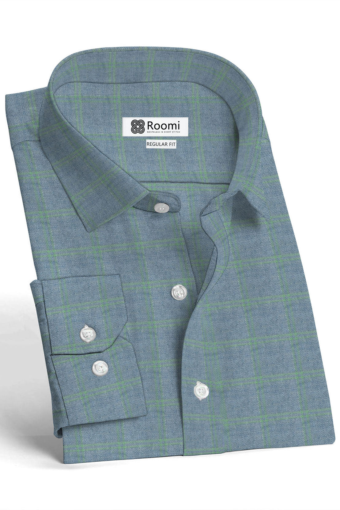 MINT LINE CHECK FORMAL SHIRT