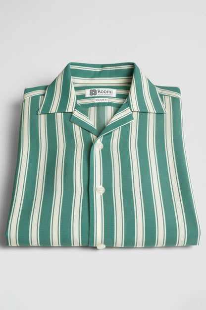 CREST VERTICAL STRIPE CUBAN SHIRT