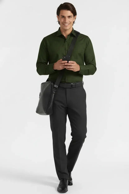 DEEP MOSS WINDOWPANE SHIRT