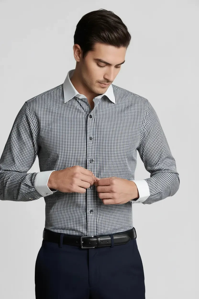 CHARCOAL GINGHAM CHECK SHIRT