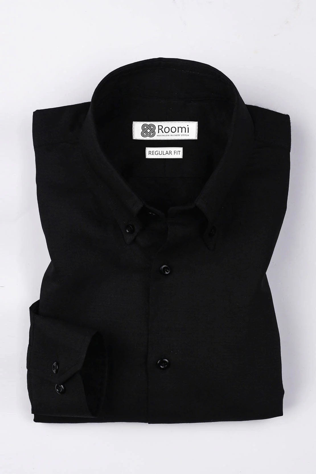 BUTTON DOWN BLACK MEN'S STRETCH SHIRT