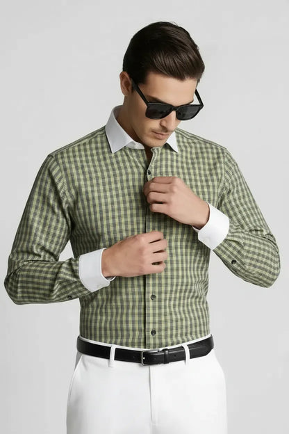 SAGE PLAID DRESS SHIRT