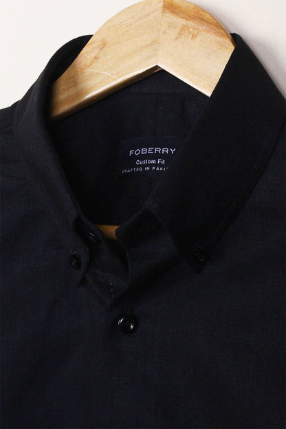 BUTTON DOWN BLACK MEN'S STRETCH SHIRT