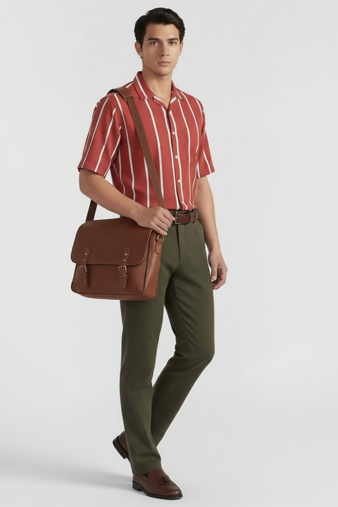 DEEP RED STRIPED CLASSIC SHIRT