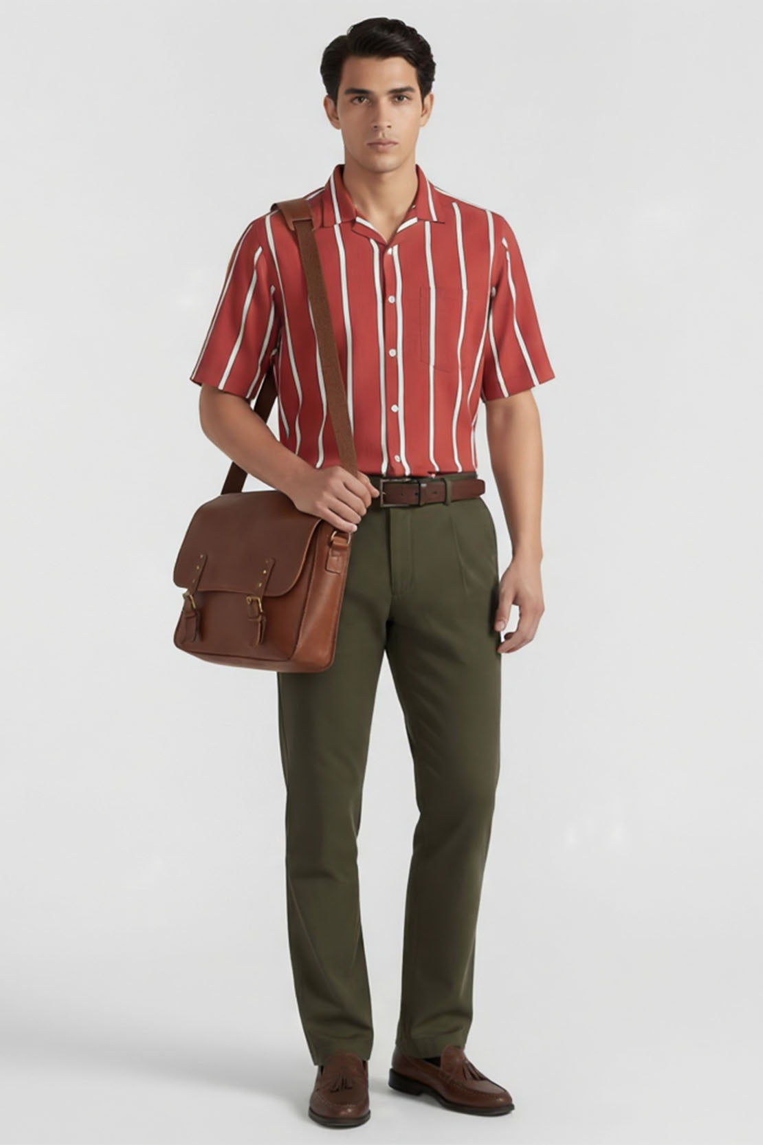 DEEP RED STRIPED CLASSIC SHIRT