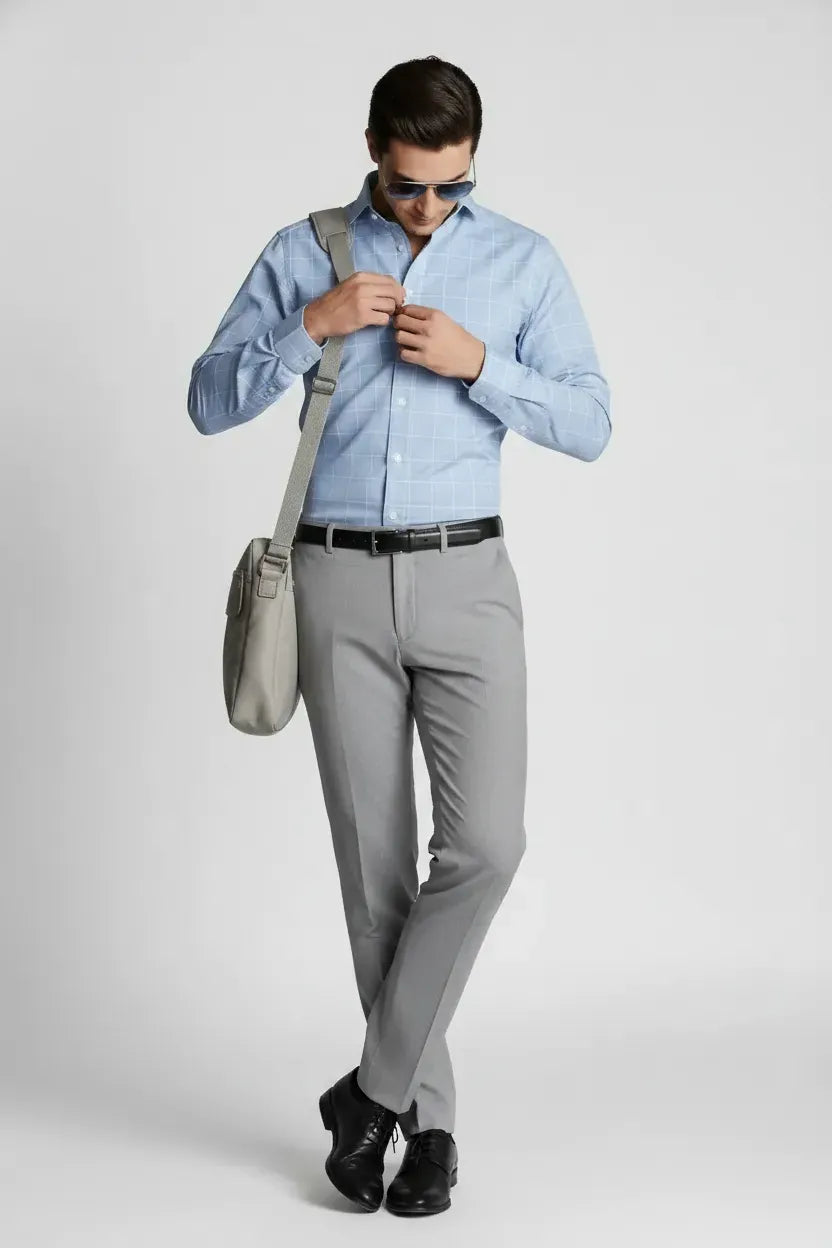 MODERN BLUE GRID SHIRT