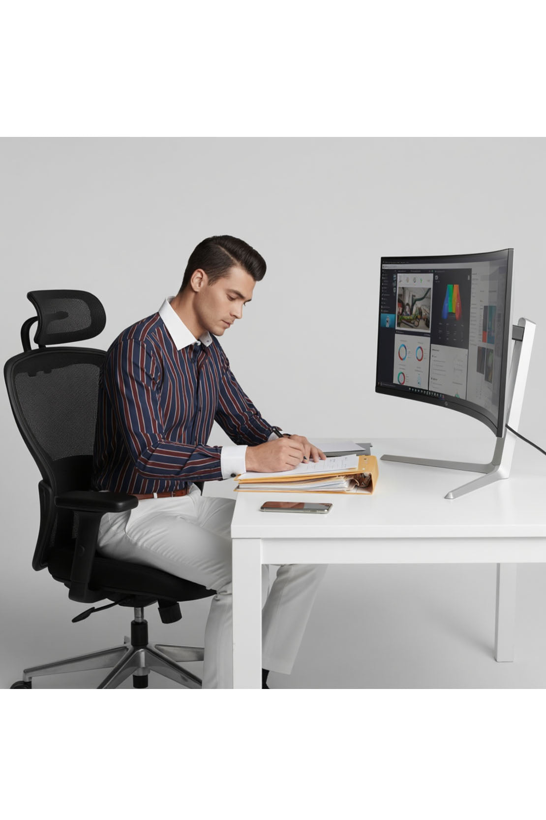 SIGNATURE NAVY MAROON STRIPE EXECUTIVE SHIRT