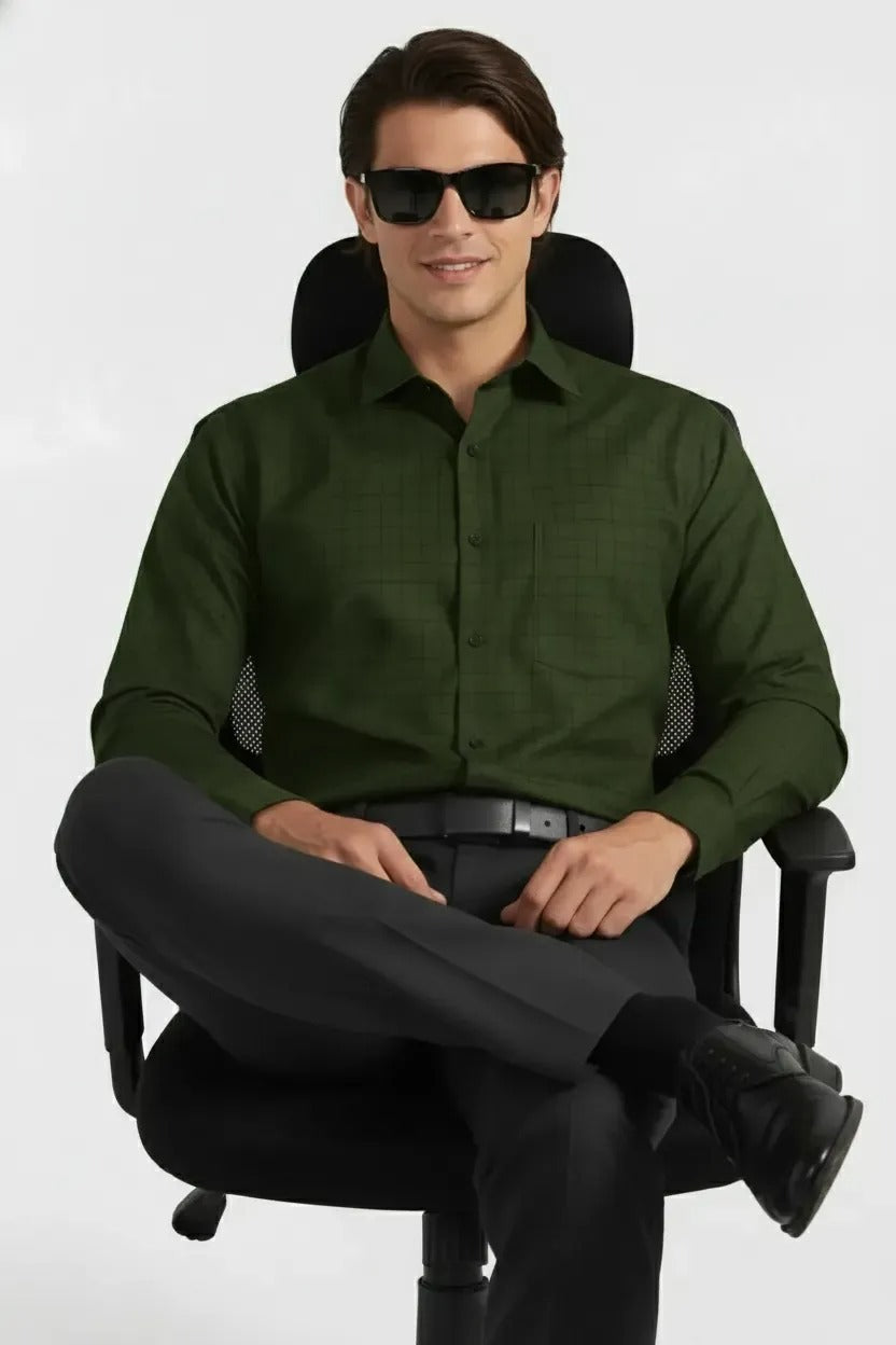 DEEP MOSS WINDOWPANE SHIRT