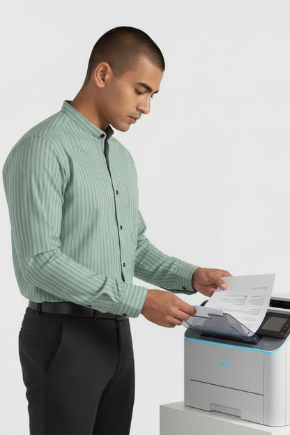 DAPPER LIGHT GREEN STRIPED EXECUTIVE SHIRT