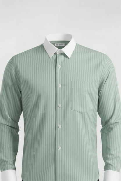 ELEGANT MINT GREEN STRIPED DRESS SHIRT