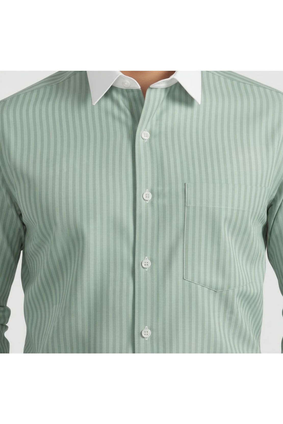 ELEGANT MINT GREEN STRIPED DRESS SHIRT