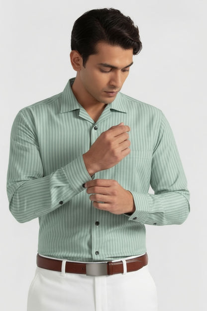 SIGNATURE MINT GREEN STRIPE BUSINESS SHIRT