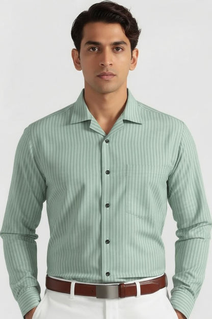 SIGNATURE MINT GREEN STRIPE BUSINESS SHIRT