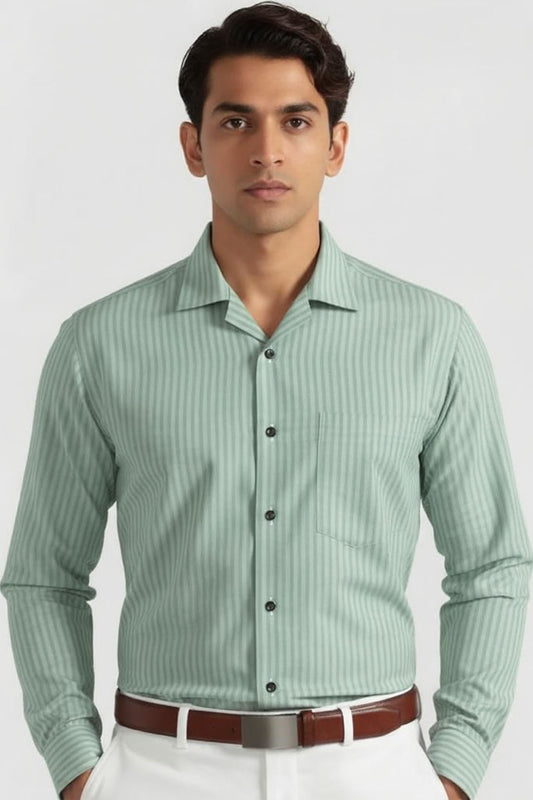 SIGNATURE MINT GREEN STRIPE BUSINESS SHIRT