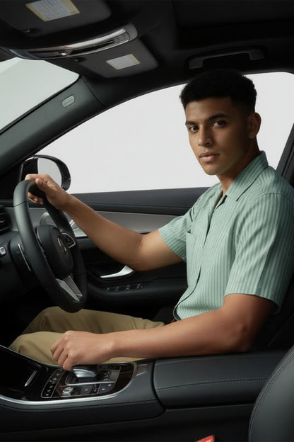 MINT GREEN CONTRAST STRIPE SHIRT