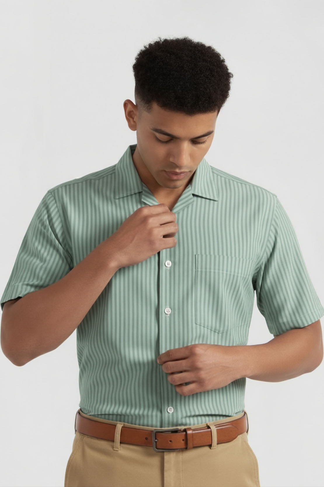 MINT GREEN CONTRAST STRIPE SHIRT