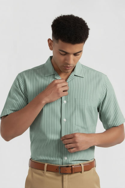 MINT GREEN CONTRAST STRIPE SHIRT