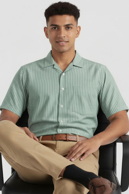 MINT GREEN CONTRAST STRIPE SHIRT