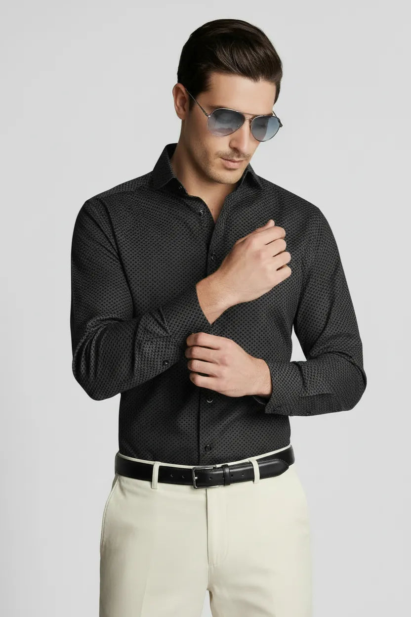 INTRICATE CHARCOAL STRETCH SHIRT