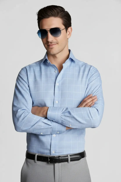 MODERN BLUE GRID SHIRT