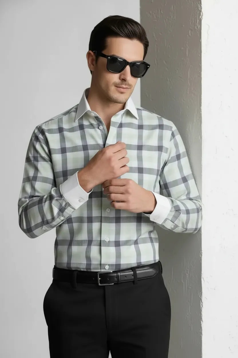 SLATE BLUE BLOCK CHECK