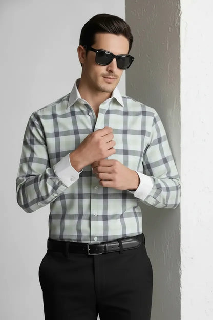 SLATE BLUE BLOCK CHECK