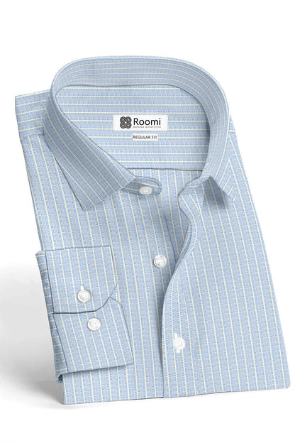 SUBTLE STRIPED COLLAR SHIRT IN SKY BLUE TONES