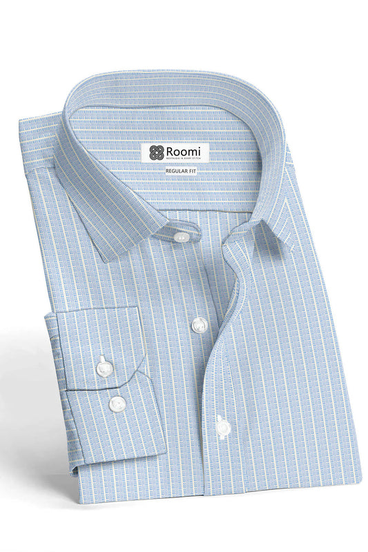 SUBTLE STRIPED COLLAR SHIRT IN SKY BLUE TONES