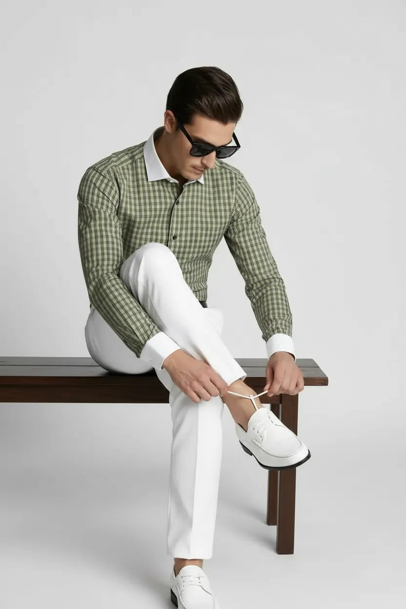 SAGE PLAID DRESS SHIRT